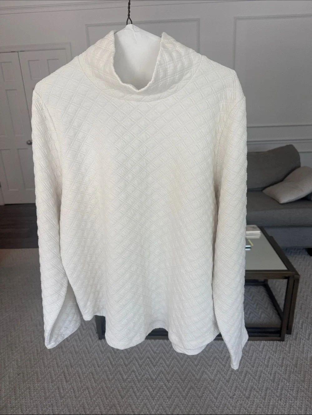 J. Crew Cream Quilted Turtleneck Sweater